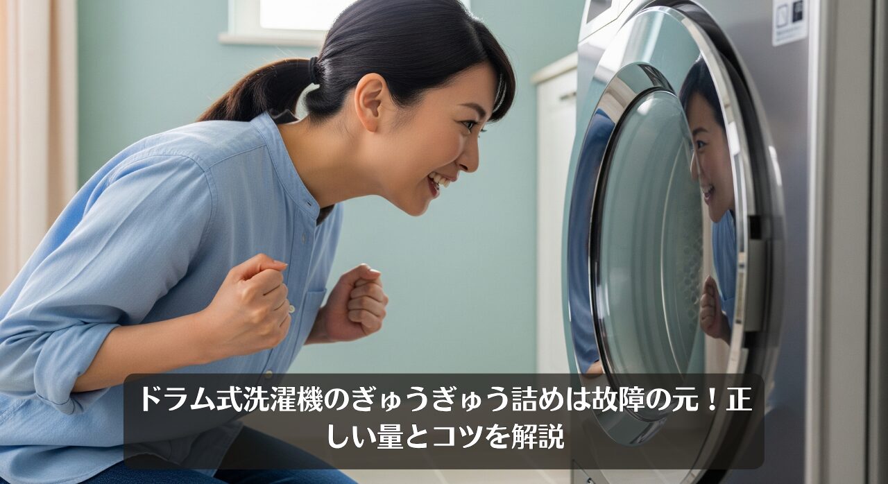 ドラム式洗濯機のぎゅうぎゅう詰めは故障の元！正しい量とコツを解説
